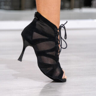 Open Toe Lace Boot with Mesh